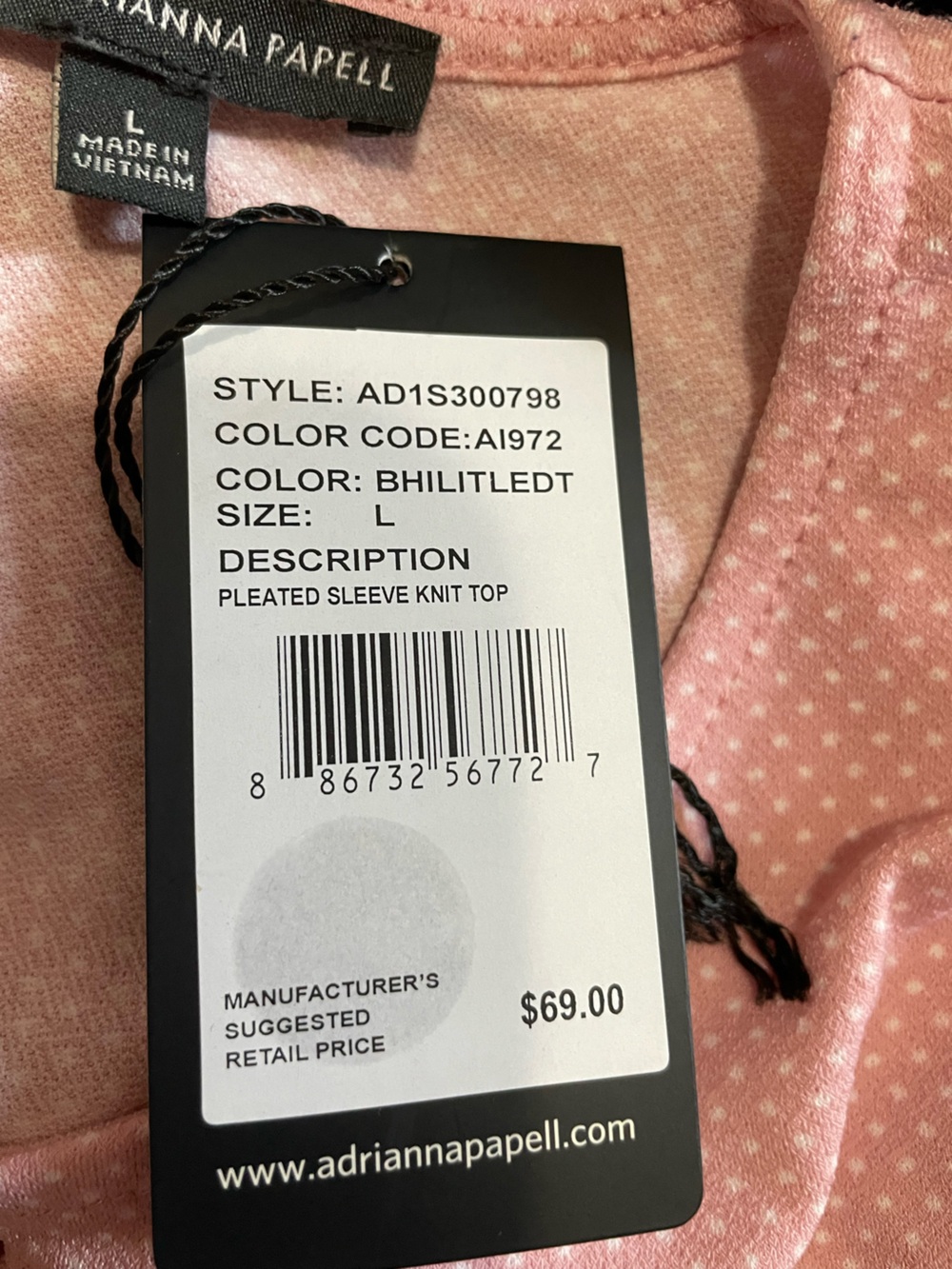 Blush Pink Puff Sleeve Dot Blouse - Picture 9 of 9